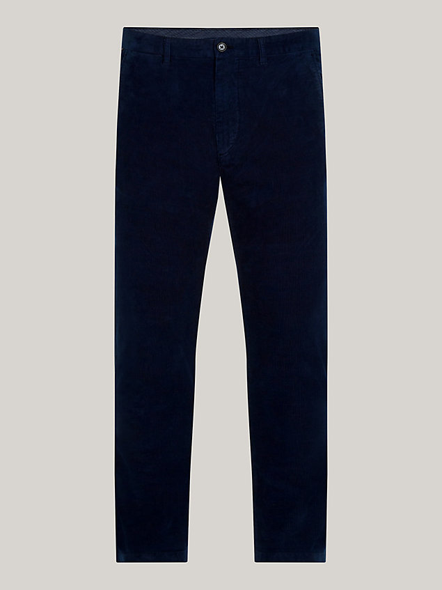 pantaloni chino bleecker slim fit in velluto blue da uomo tommy hilfiger