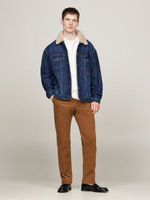chino slim stretch en velours côtelé marron pour hommes tommy hilfiger