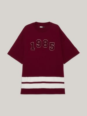 Prep Hilfiger Rot mit | | Oversized T-Shirt Logo Tommy Fit genderneutrales