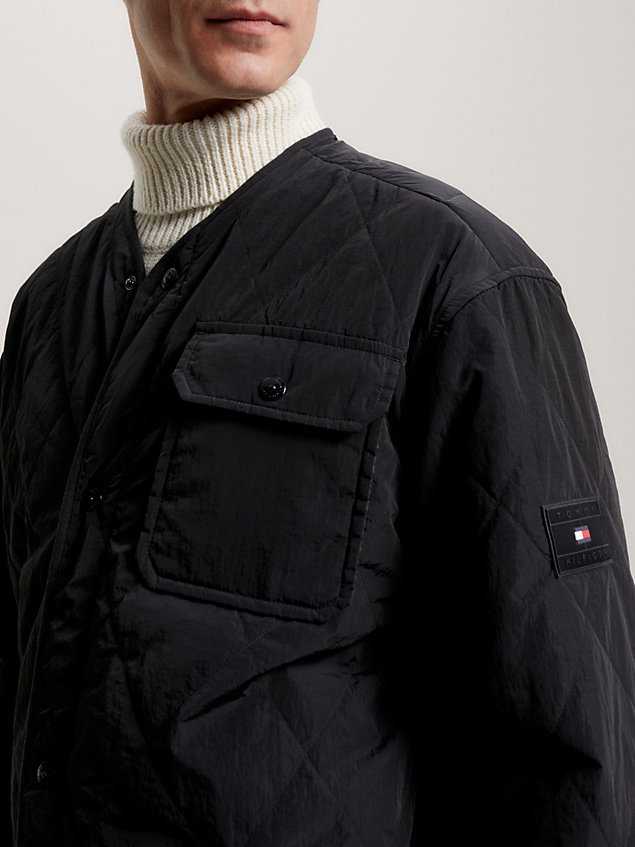 black th warm compact quilted linerjack voor heren - tommy hilfiger