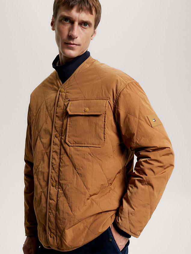 brown th warm compact quilted linerjack voor heren - tommy hilfiger