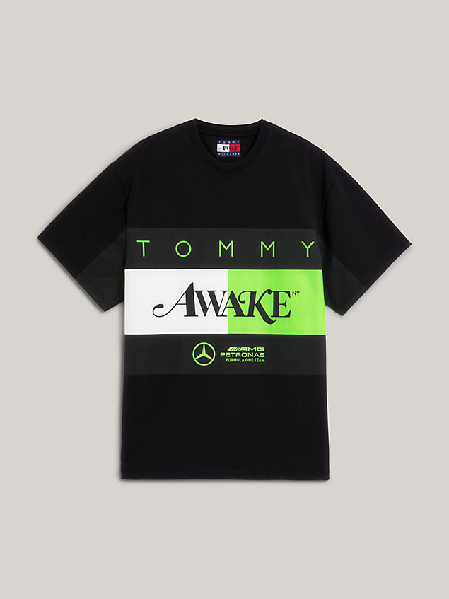 black tommy x mercedes-amg f1 x awake ny flag t-shirt for men tommy hilfiger