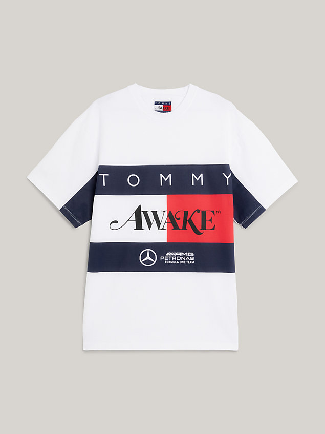 camiseta con logo tommy x mercedes-amg f1 x awake ny white de hombre tommy hilfiger