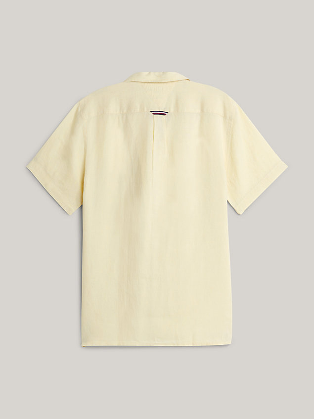 yellow tommy hilfiger x vacation linen camp collar shirt for men tommy hilfiger