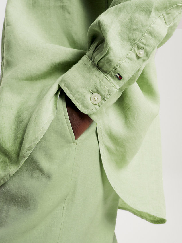 camisa de lino con bolsillo de solapa tommy hilfiger x vacation green de hombre tommy hilfiger