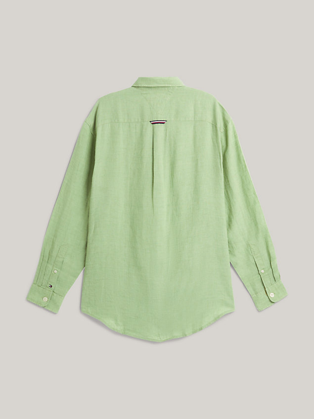 green lniana koszula tommy hilfiger × vacation z kieszeniami z patkami dla mężczyźni - tommy hilfiger