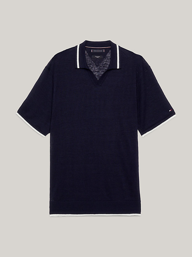Tommy Hilfiger x Vacation Flag Embroidery Knitted Polo | Blue | Tommy ...