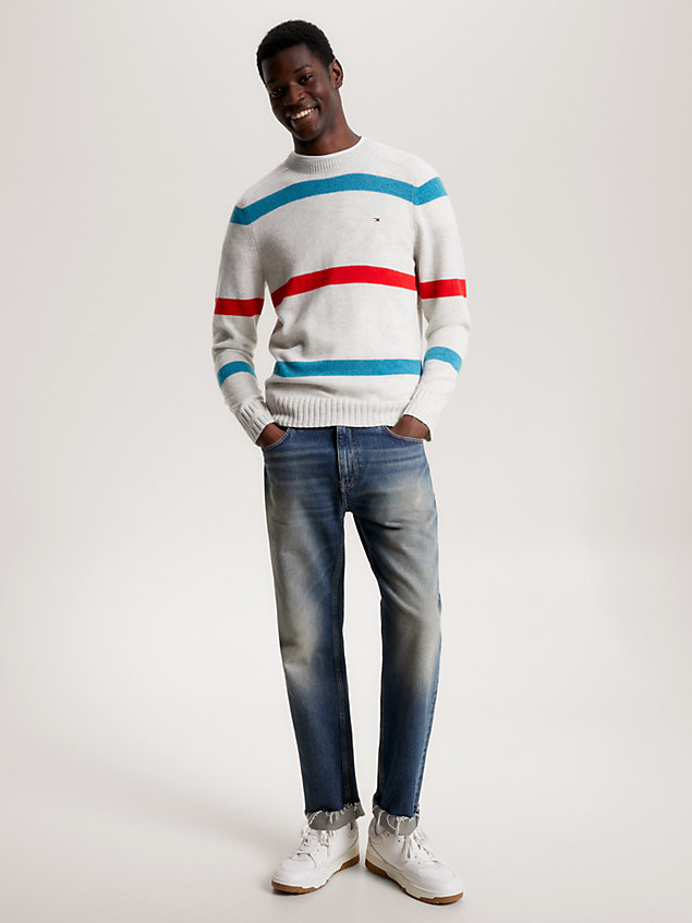 white merino wool multicolour stripe jumper for men tommy hilfiger