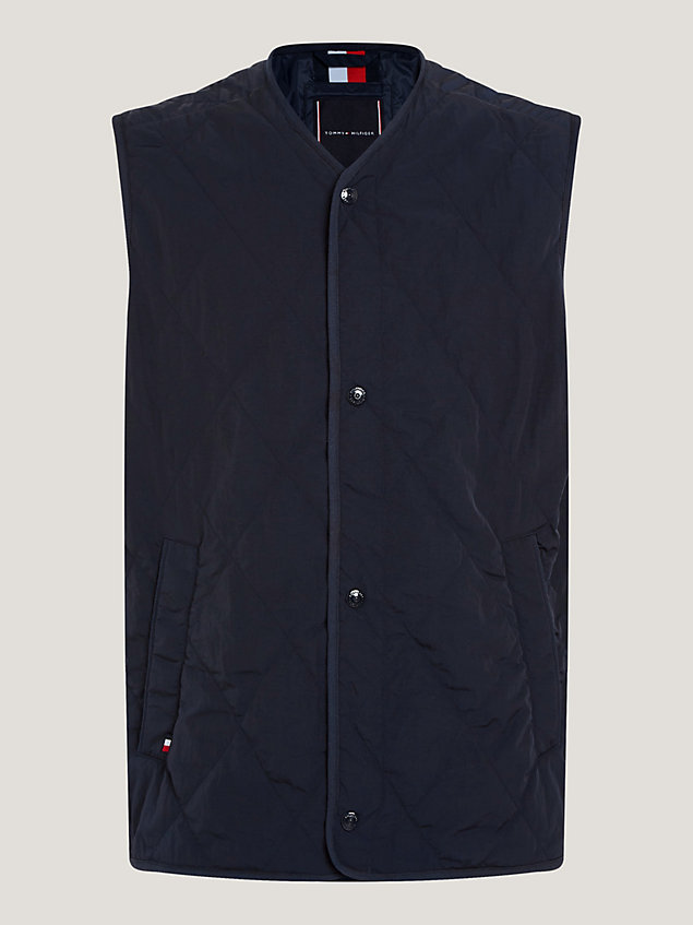 blue th warm packable recycled padded liner vest for men tommy hilfiger