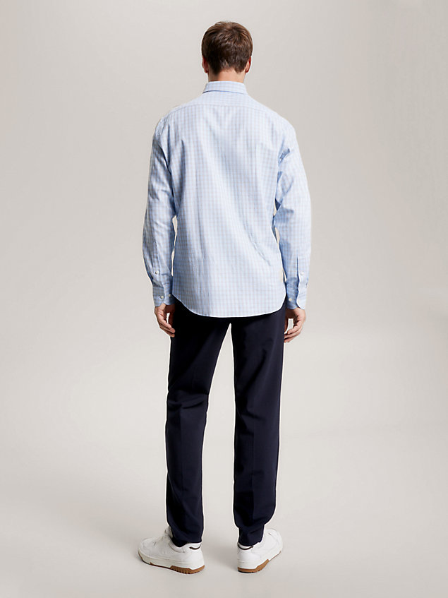 chemise coupe standard extensible à carreaux blue pour hommes tommy hilfiger