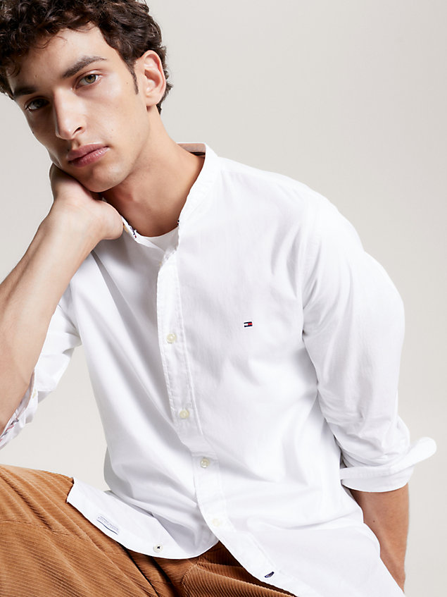 white natürlich gefärbtes regular fit hemd für herren - tommy hilfiger