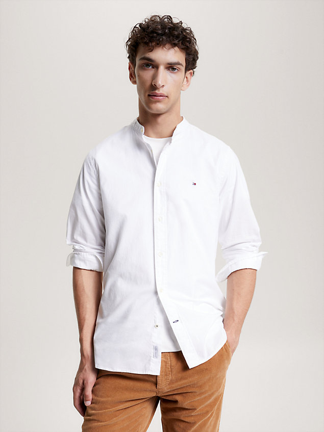 white natürlich gefärbtes regular fit hemd für herren - tommy hilfiger