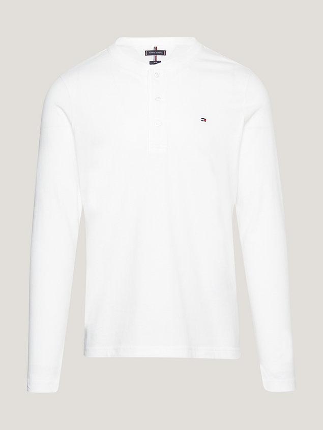 white henley long sleeve slim fit t-shirt for men tommy hilfiger