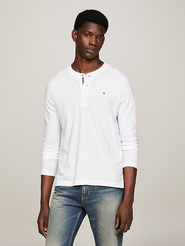 Henley Long Sleeve Slim Fit T-Shirt | WHITE | Tommy Hilfiger