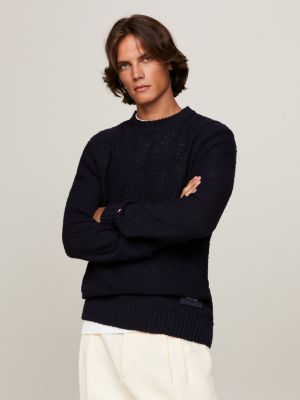 Pull col rond maille texturée coton stretch Homme TOMMY HILFIGER à