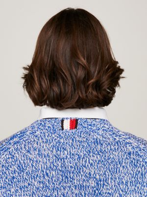 Rundhalspullover aus Mouliné-Flammgarn | Blau | Tommy Hilfiger