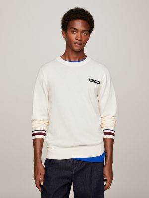 Global Stripe Pullover mit Logo | Beige | Tommy Hilfiger