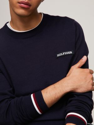 Tommy Hilfiger Men's Global Stripe Branded Zip Mock Sweatshirt