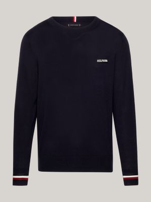 Tommy Hilfiger NEW GLOBAL STRIPE CREWNECK Marine - Fast delivery