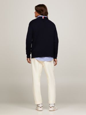TH Monogram Rundhalspullover | Blau | Tommy Hilfiger