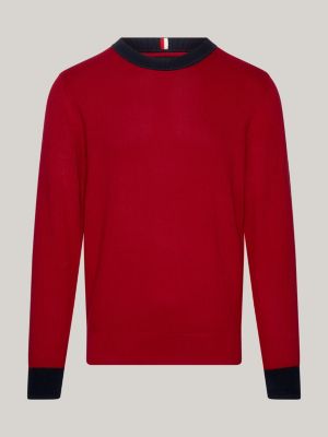 Textured Knit Crew Neck Jumper | White | Tommy Hilfiger