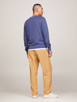 Rundhalspullover mit Strukturstrick | Blau | Tommy Hilfiger