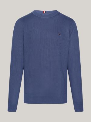 Rundhalspullover mit Strukturstrick | Blau | Tommy Hilfiger
