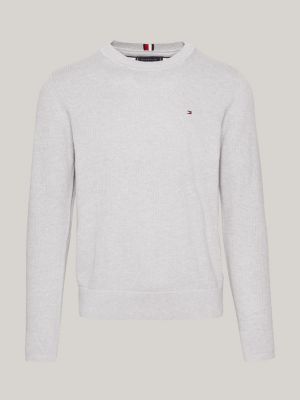 Textured Knit Crew Neck Jumper | Grey | Tommy Hilfiger