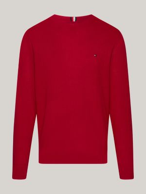 Pull col ras du cou en maille textur e Rouge Tommy Hilfiger