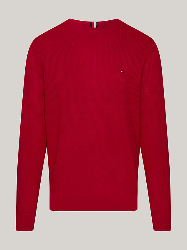 red sweter z teksturowanej dzianiny dla mężczyźni - tommy hilfiger