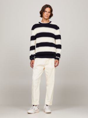 Stripe Crew Neck Jumper | Blue | Tommy Hilfiger