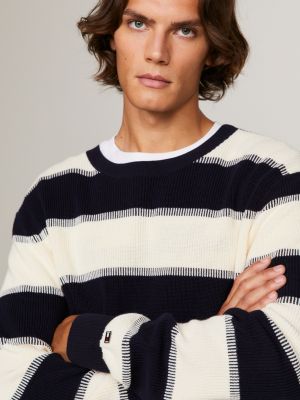 Stripe Crew Neck Jumper | Blue | Tommy Hilfiger