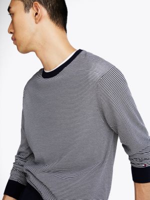 pull smart casual à col ras-du-cou bleu pour hommes tommy hilfiger