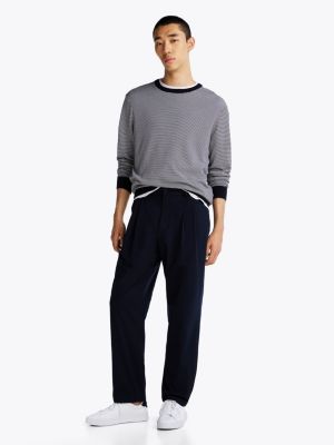 blue smart casual crew neck jumper for men tommy hilfiger