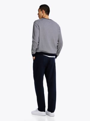 pull smart casual à col ras-du-cou bleu pour hommes tommy hilfiger