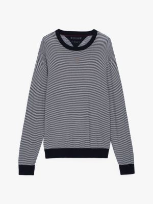 pull smart casual à col ras-du-cou bleu pour hommes tommy hilfiger