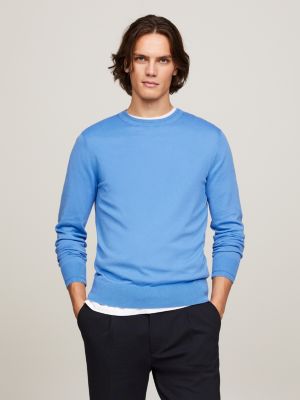 Flag Embroidery Crew Neck Jumper | Blue | Tommy Hilfiger