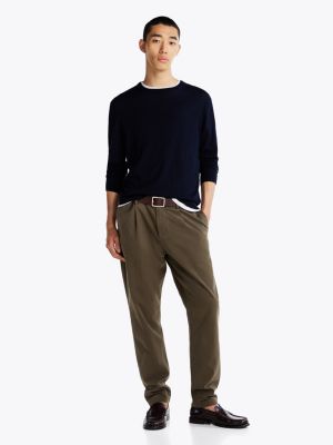pull smart casual à col ras-du-cou bleu pour hommes tommy hilfiger