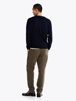 blue smart casual crew neck jumper for men tommy hilfiger