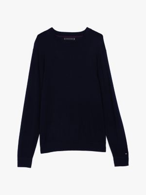 blue smart casual crew neck jumper for men tommy hilfiger