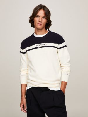 Colour-Blocked Logo Graphic Jumper | Blue | Tommy Hilfiger