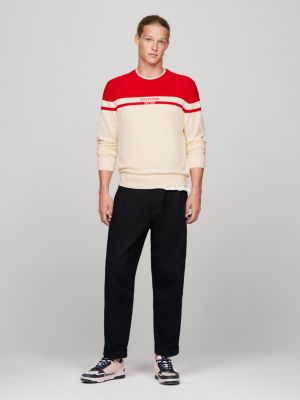 Colour-Blocked Logo Graphic Jumper | White | Tommy Hilfiger