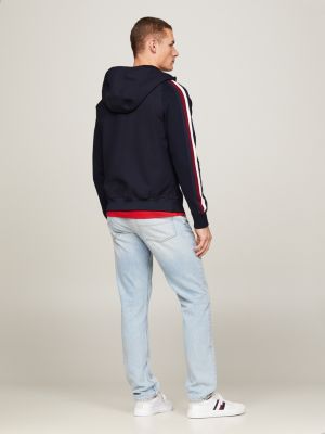 Tommy hilfiger mixed media hooded best sale zip through