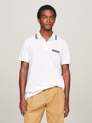 Tipped Logo Embroidery Regular Fit Polo | White | Tommy Hilfiger 