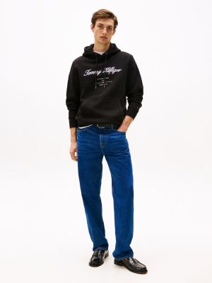 black embroidery logo hoody for men tommy hilfiger