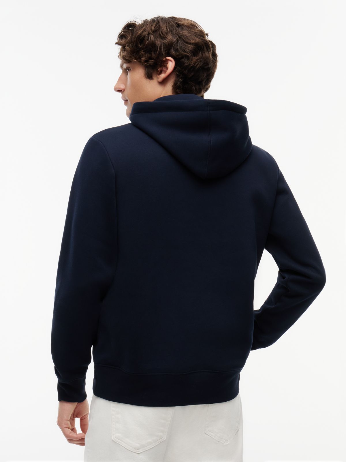 Logo Embroidery Fleece Hoody — Blue
