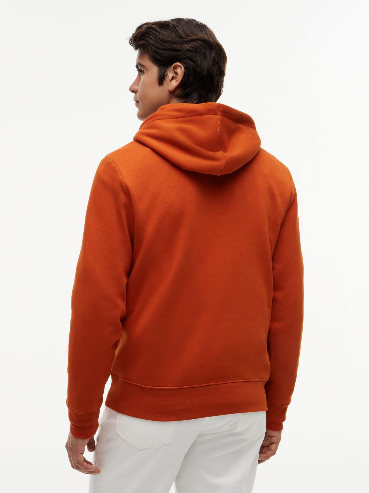 Logo Embroidery Fleece Hoody — Orange