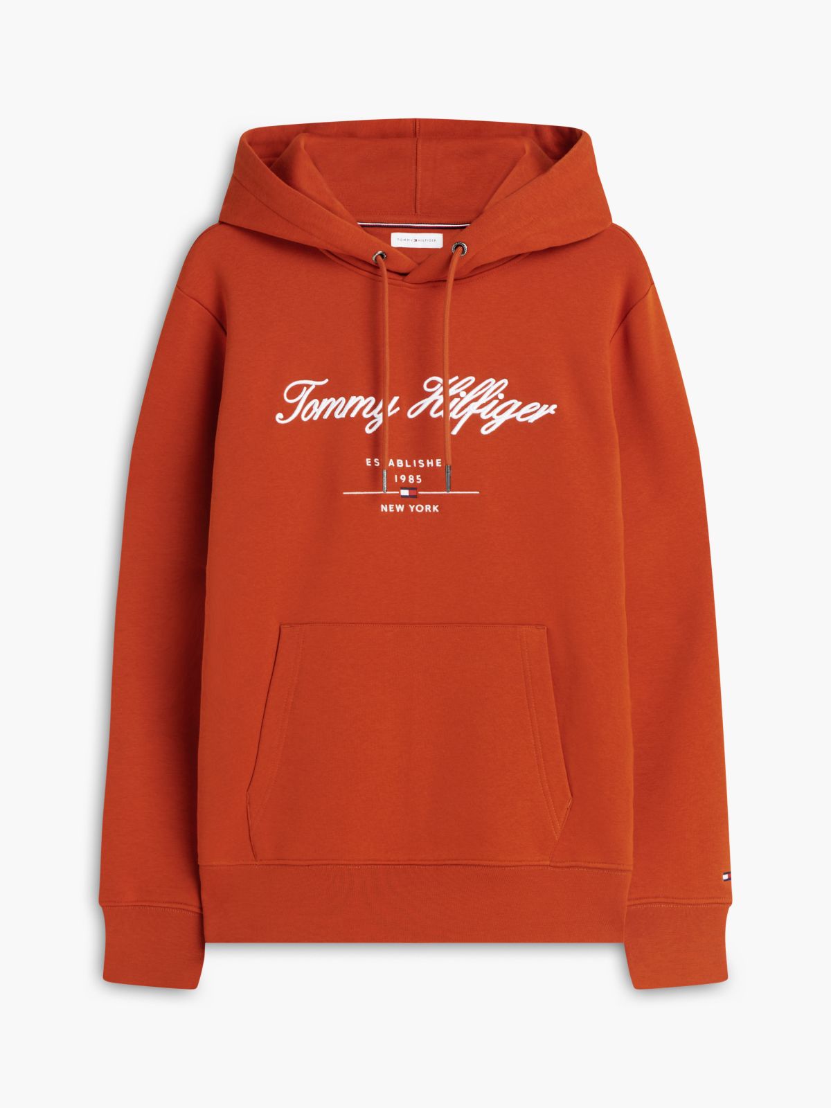 Logo Embroidery Fleece Hoody — Orange