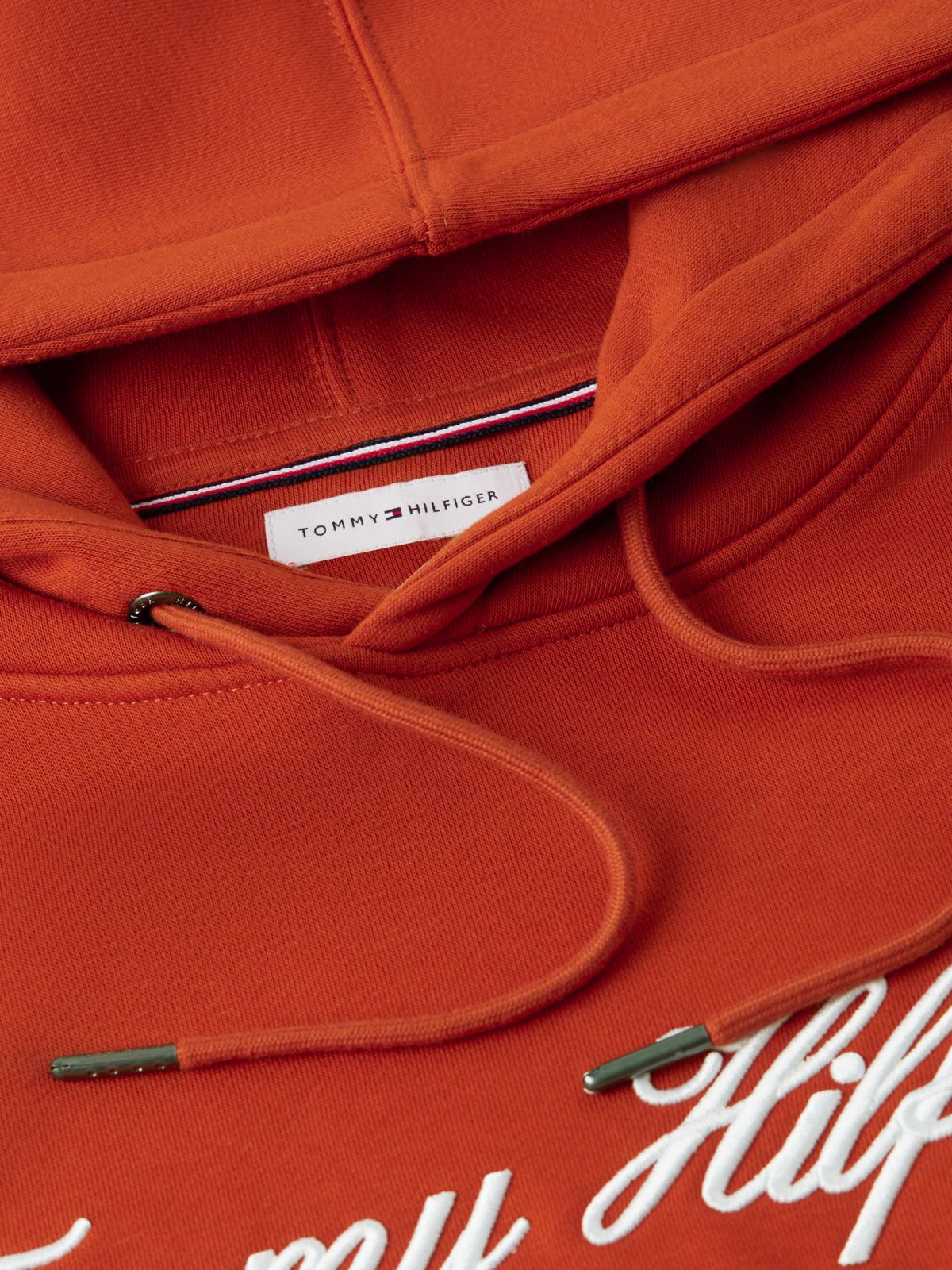 Logo Embroidery Fleece Hoody — Orange