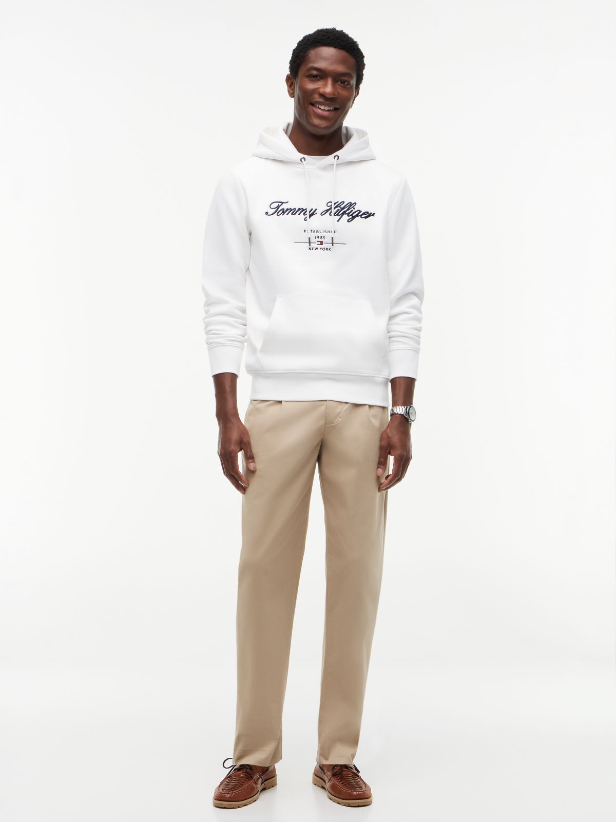 Logo Embroidery Fleece Hoody — White